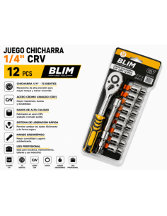 JUEGO CHICHARRA 1/4\" CRV 12 PCS BLIM
