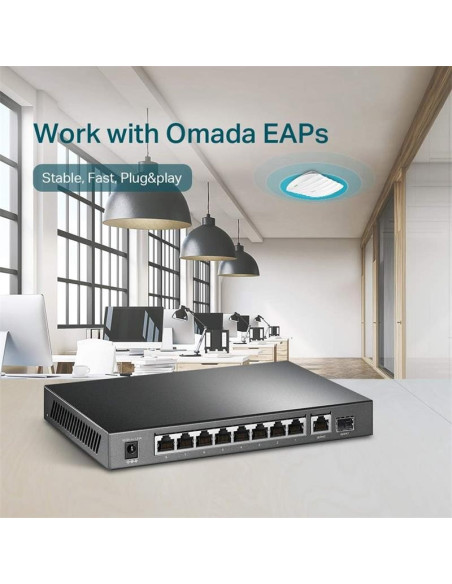 SWITCH TP-LINK GIGABIT 8 PUERTOS POE + 1 SFP TL-SG1210P