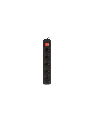 REGLETA LANBERG 5 SCHUKOS CON PROTECCION 3M BLACK