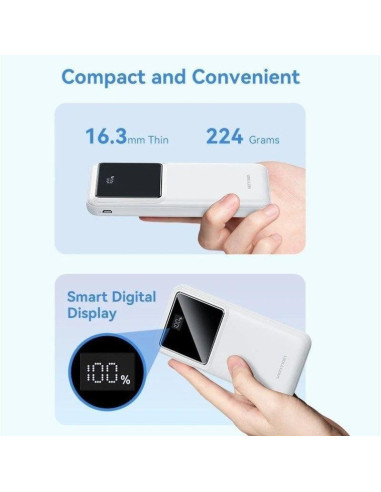 POWERBANK VENTION 10000MAH 2XUSB-A + USB-C LED DISPLAY 22.5W BLACK