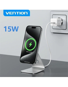 CARGADOR VENTION SOBREMESA SMARTPHONE MAGSAFE 15W WIRELESS 1M SILVER 2