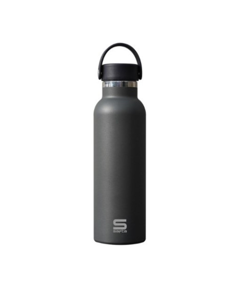 BOTELLA TERMO 600ML ACERO INOXIDABLE BASE SILICONA GRIS SAFTA