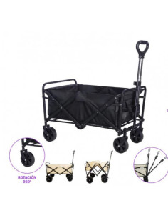 CARRO PLEGABLE DE ACERO PARA PLAYA 75X44X76 NEGRO