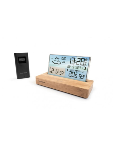 ESTACION METEOROLOGICA CON RELOJ DESPERTADOR MADERA/BLANCO THOMSON