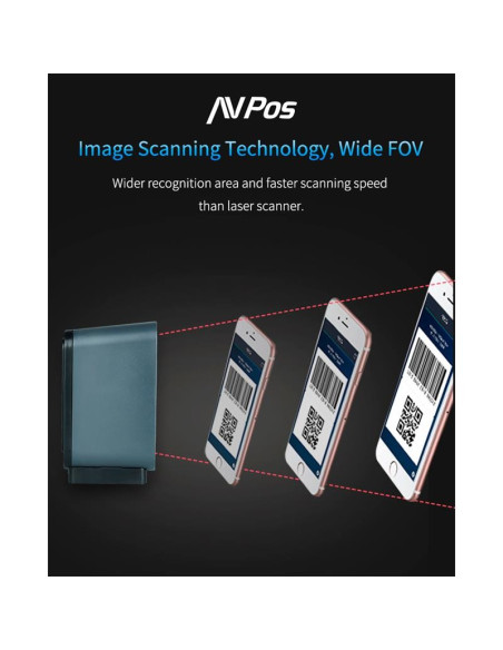 LECTOR AVPOS CODIGOS 1D +2D + QR BP760 OMNIDIRECCIONAL SOBREMESA USB