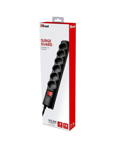 REGLETA TRUST 6 SCHUKOS INTERRUPTOR 1,8M BLACK