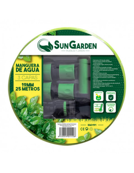 MANGUERA AGUA 3 CAPAS 19MM 25METROS SUNGARDEN