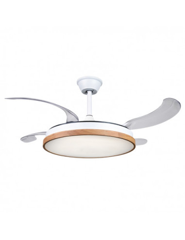 VENTILADOR DE TECHO RETRÁCTIL 30W CON LED Y 6 VELOCIDADES MADERA MUVIP