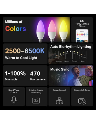 BOMBILLA INTELIGENTE E14 TP-LINK LED 6500K MULTICOLOR AJUSTA WIFI