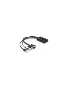 DeLOCK 64172 adaptador de cable de vÍ­deo 0,25 m HDMI tipo A (Estándar) VGA (D-Sub) + 3.5mm + USB Type-A Negro