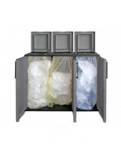 ARMARIO PARA RECICLAJE 3 COMPARTIMIENTOS 1020X370X840MM ARTPLAST