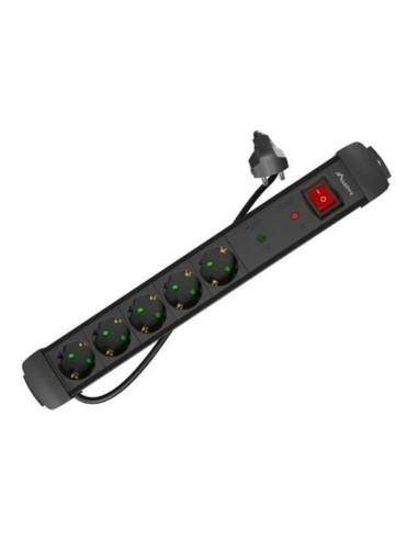 REGLETA LANBERG 5 SCHUKOS CON PROTECCION 5M BLACK