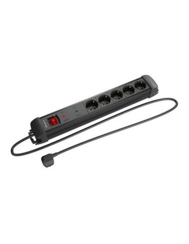 REGLETA LANBERG 5 SCHUKOS CON PROTECCION 5M BLACK