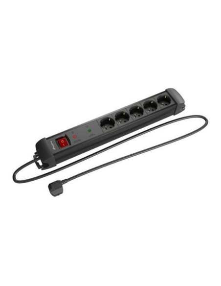 REGLETA LANBERG 5 SCHUKOS CON PROTECCION 5M BLACK