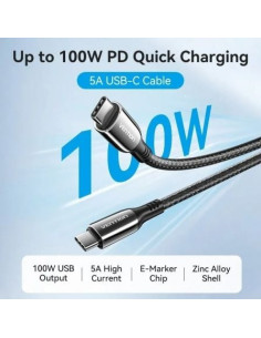 CABLE VENTION USB 2.0 USB-C 5A 100W USB-C/M - USB-C/M 2M BLACK 2