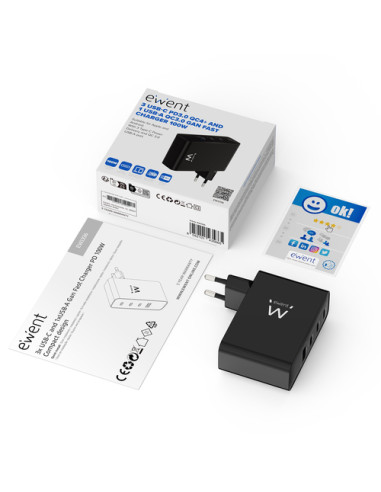 Ewent EW1336 cargador de dispositivo móvil Universal Negro Corriente