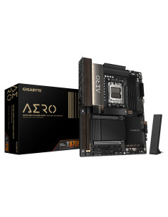 GIGABYTE X870E AERO X3D DARK WOOD Placa Base – Compatible con CPUs AMD Ryzen 9000, VRM digital de 16+2+2 fases, hasta 9000 Hz DD