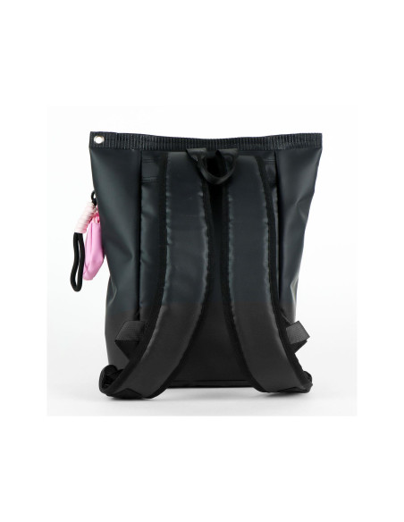 Mochila Casual Kuromi Sanrio Negra con Monedero Rosa y Tirantes Ajustables
