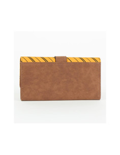 Cartera Harry Potter Hufflepuff de Polipiel Marrón y Amarilla con Escudo Metálico 2