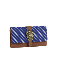 Cartera Harry Potter Ravenclaw de Polipiel Marrón y Azul con Escudo Metálico