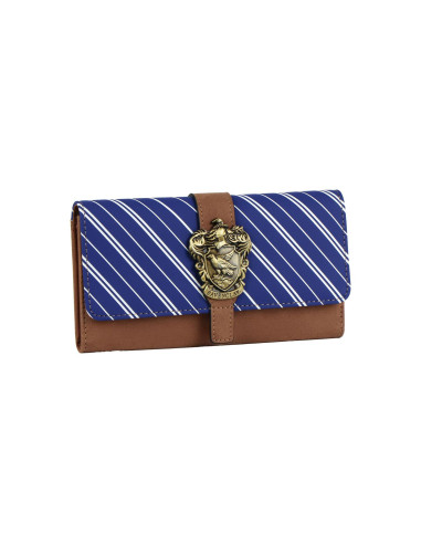 Cartera Harry Potter Ravenclaw de Polipiel Marrón y Azul con Escudo Metálico