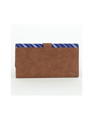 Cartera Harry Potter Ravenclaw de Polipiel Marrón y Azul con Escudo Metálico