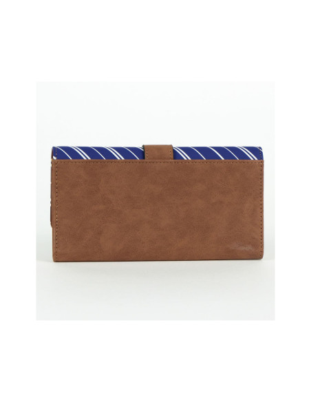 Cartera Harry Potter Ravenclaw de Polipiel Marrón y Azul con Escudo Metálico