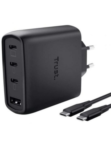 CARGADOR TRUST MAXO 3XUSB-C 1XUSB-A 65W + CABLE USB-C 2M BLACK