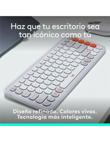 TECLADO LOGITECH POP ICON KEYS WIRELESS ROSE/WHITE