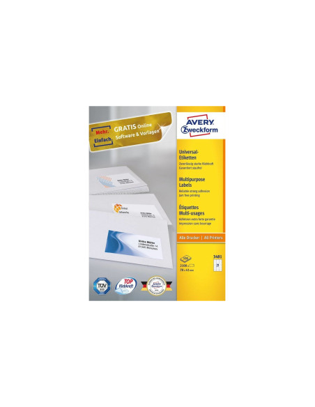 Avery 3481 etiqueta autoadhesiva Rectángulo Permanente Blanco 2100 pieza(s)