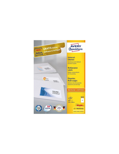 Avery 3655 etiqueta autoadhesiva Rectángulo Permanente Blanco 200 pieza(s)