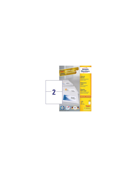 Avery 3655 etiqueta autoadhesiva Rectángulo Permanente Blanco 200 pieza(s)