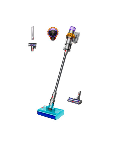 Dyson V15s Detect Submarine Aspiradora escoba 2 en 1 Batería Seca y húmeda Sin bolsa 0,77 L Níquel, Amarillo