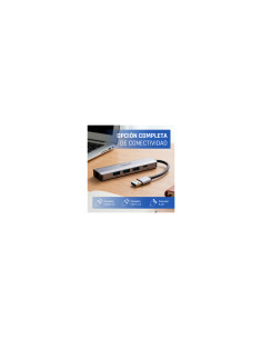 iggual Hub USB-A 5 puertos 3xUSB + RJ45 + tipo C 2