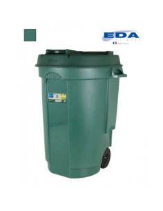CUBO PAPELERA CON RUEDAS 110 LITROS VERDE EDA