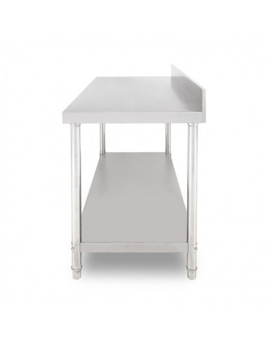 MESA DE TRABAJO ACERO INOXIDABLE 180X70X85CM CON RESPALDO CHEF PRO