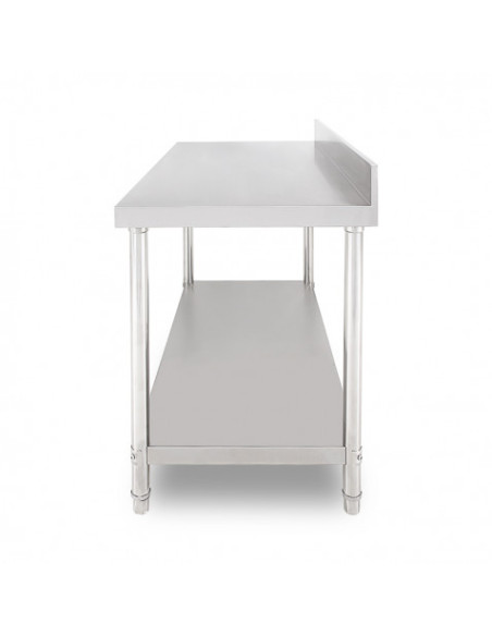 MESA DE TRABAJO ACERO INOXIDABLE 180X70X85CM CON RESPALDO CHEF PRO