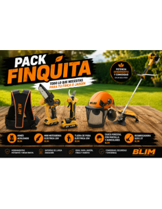 PACK FINCA DESBROZADORA + CASCO + ARNÉS + TIJERA + MINI SIERRA BATERIA BLIM