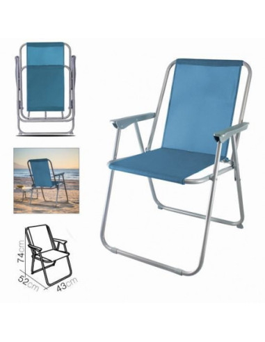 SILLA DE PLAYA PLEGABLE 52X43X74 AZUL PETROLEO