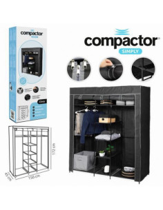ARMARIO TELA 9 ESTANTES/2 BARRAS 150x45x172CM COMPACTOR