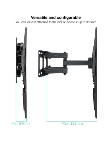 SOPORTE TV MONITOR TOOQ 37-80 40KG INCLINABLE/GIRATORIO BLACK