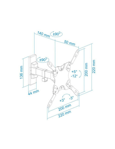 SOPORTE TV MONITOR TOOQ 13-42 GIRATORIO/INCLINABLE 20KG MAX