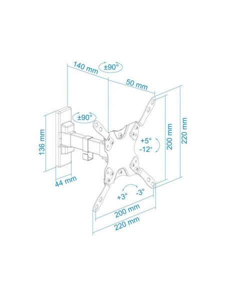 SOPORTE TV MONITOR TOOQ 13-42 GIRATORIO/INCLINABLE 20KG MAX