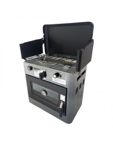 COCINA 2 FUEGOS CON TAPA + HORNO DE GAS CON SISTEMA DE SEGURIDAD MUVIP