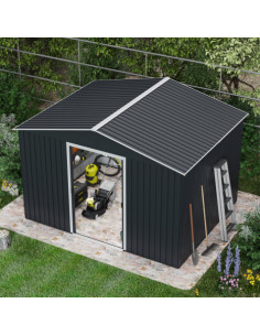 CASETA DE METAL | PUERTAS CORREDERAS 304.5X243X214.5 (7.4M2) ANTRACITA