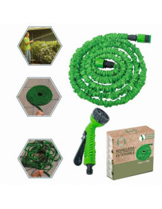 MANGUERA EXTENSIBLE CON PISTOLA 7.5M VERDE