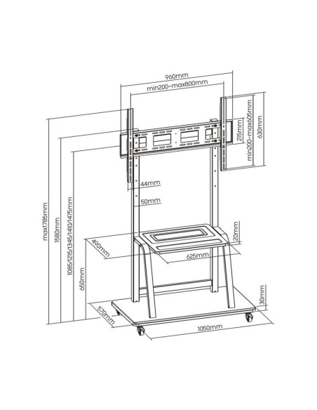 SOPORTE TV MONITOR AISENS SUELO CON RUEDAS 37-100 150KG BLACK/SILVER