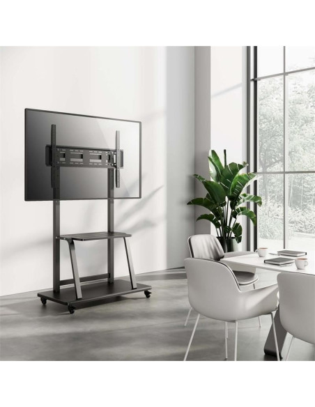 SOPORTE TV MONITOR AISENS SUELO CON RUEDAS 37-100 150KG BLACK/SILVER