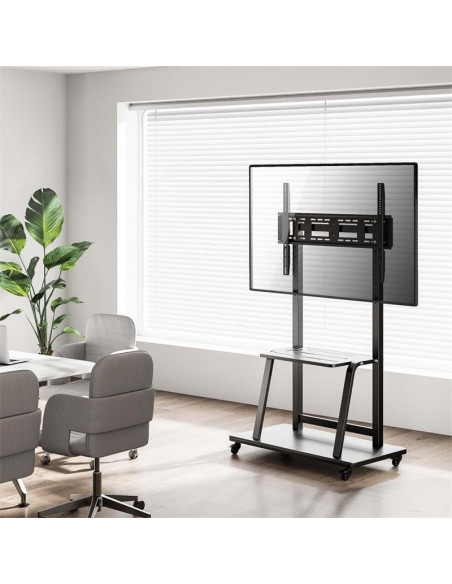SOPORTE TV MONITOR AISENS SUELO CON RUEDAS 37-100 150KG BLACK/SILVER