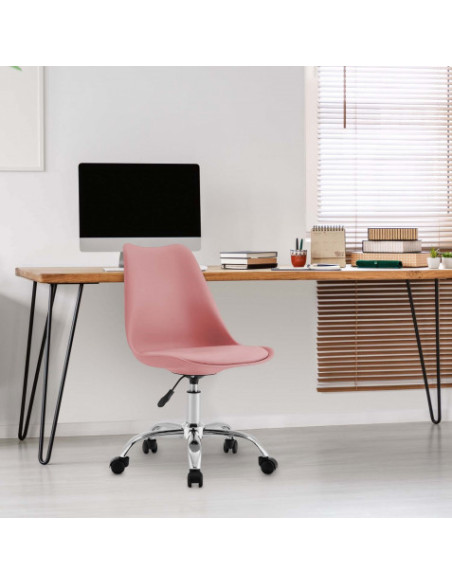 SILLA DE ESCRITORIO CON RUEDAS 91X47X58CM ROSA